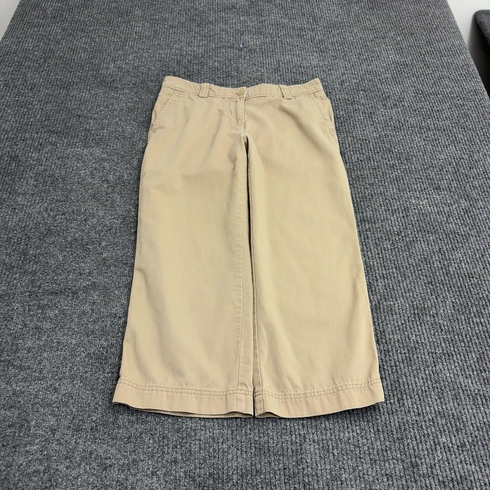 LL Bean Cropped Pants Womens 6 Regular Khaki Cotton Chino Casual Classic